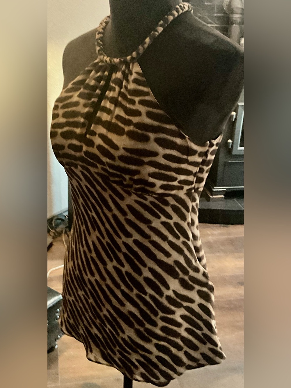 MICHAEL Michael Kors Brown and Cream Animal Print Halter Top